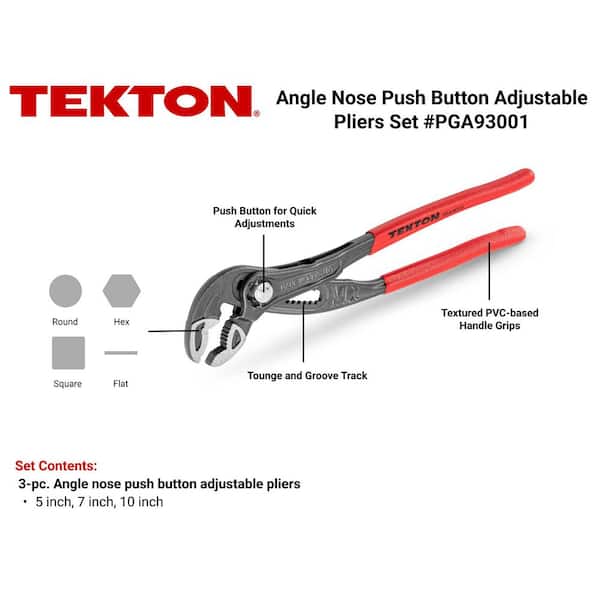 Angle Nose Push Button Adjustable Pliers Set, 3-Piece (5,7, 10 in.)