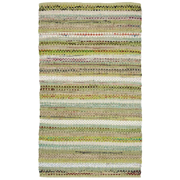 Montauk Green/Multi Doormat 3 ft. x 5 ft. Striped Distressed Area Rug