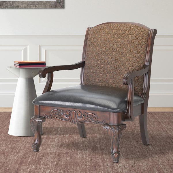 Liza Brown Polyester Arm Chair (Set of 1)