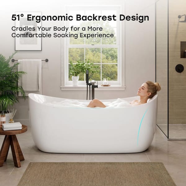 HOROW 71 in. x 31 in. Acrylic Freestanding Whirlpool and Air