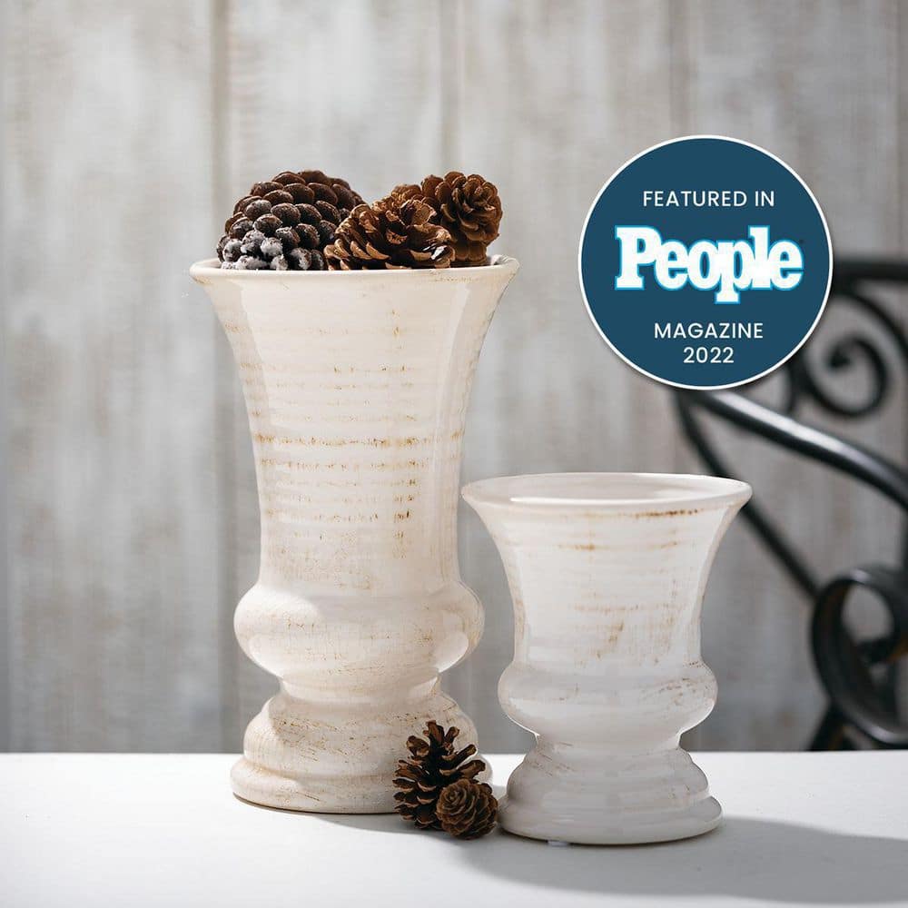 Effortless Ivory Ceramic Bouquet Vase 8.5"L x 11.5"H