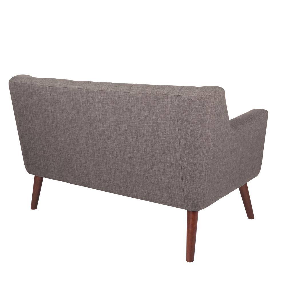 Gray Polyester Loveseat with Coffee Legs