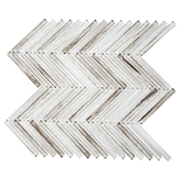 ANDOVA Moln Dahl Brown 0.5-in. x 4-in. Glass Herringbone Wall and Floor Mosaic Tile Sample
