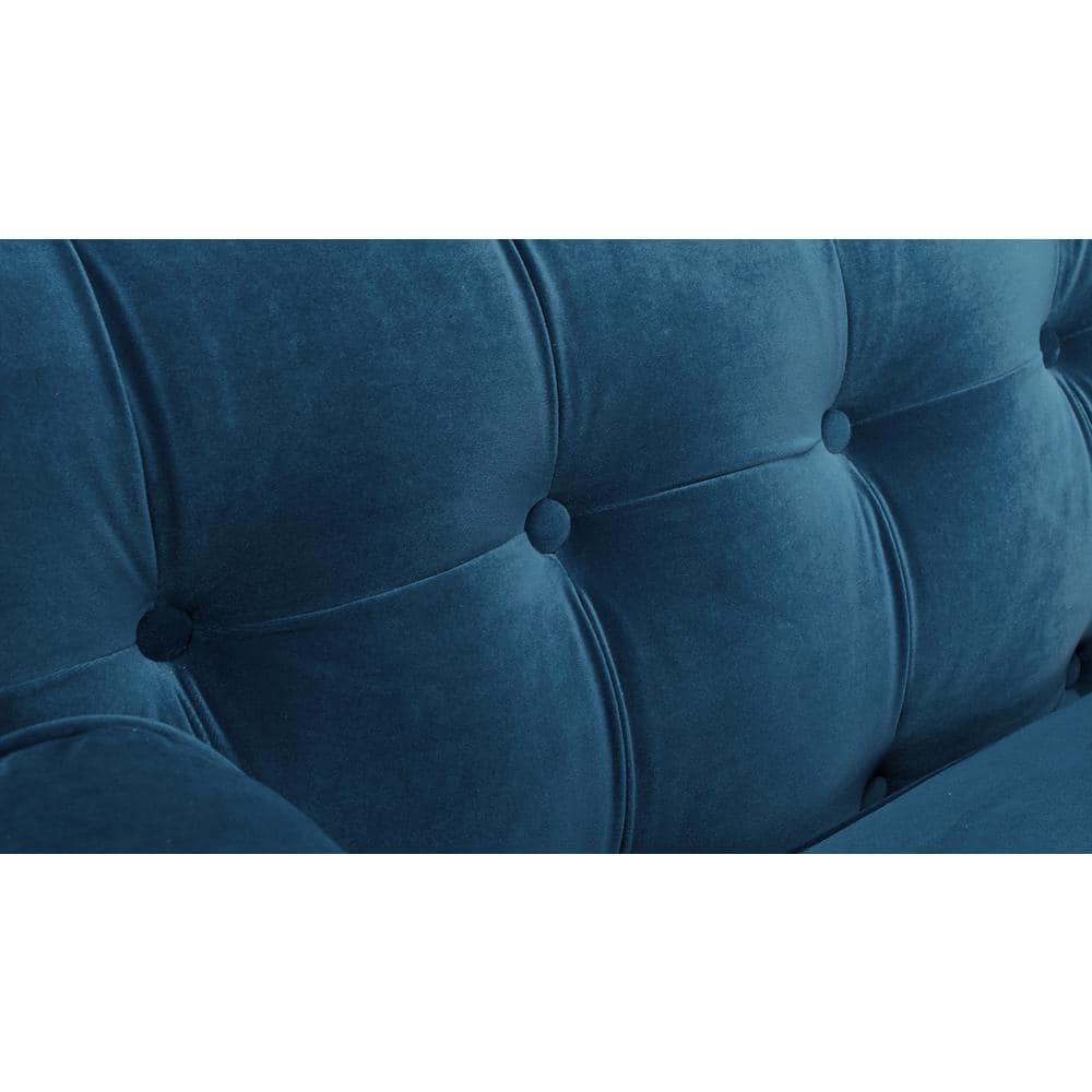 Jack 84" Teal Blue Velvet Tufted Tuxedo Sofa