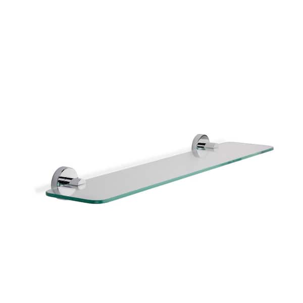 19.75 Floating Glass Bathroom Wall Shelf Chrome - Danya B.