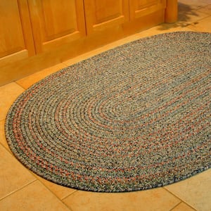 Winslow Burgundy Red Multicolored 5 ft. x 8 ft. Oval Indoor/Outdoor Braided Area Rug