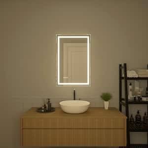 20 in. W x 30 in. H Rectangular Frameless LED Light Anti-Fog Wall Bathroom Vanity Mirror in Polished Crystal