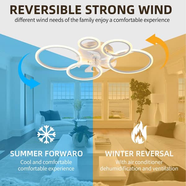 F♡ OLUZO 39 in. Indoor White Ceiling Fans Light with Remote
