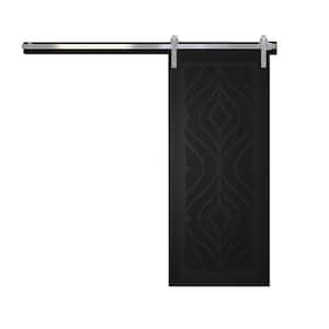 30 in. x 84 in. Zaftig Sway Midnight Wood Sliding Barn Door with Hardware Kit in Stainless Steel