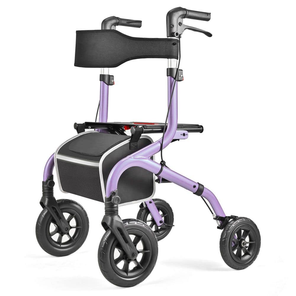 Anqtovp All-Terrain Rollator Walker 10 Inch Front Swivel Wheels 8