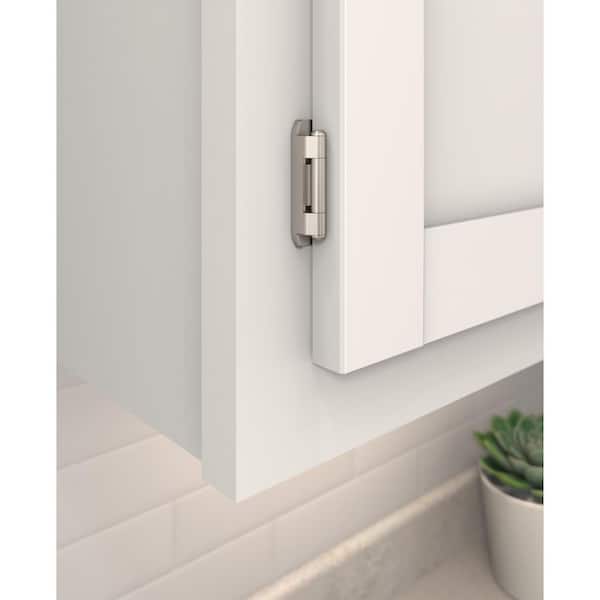 Satin Nickel 1/2 in. (13 mm) Overlay Single Demountable, Partial Wrap Cabinet Hinge (2-Pack)