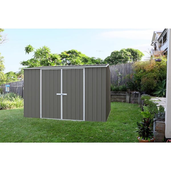 Premier 10 ft. x 10 ft. Galvanized Steel Shed in Woodland Gray with SNAPTiTE assembly system (100 sq. ft.)