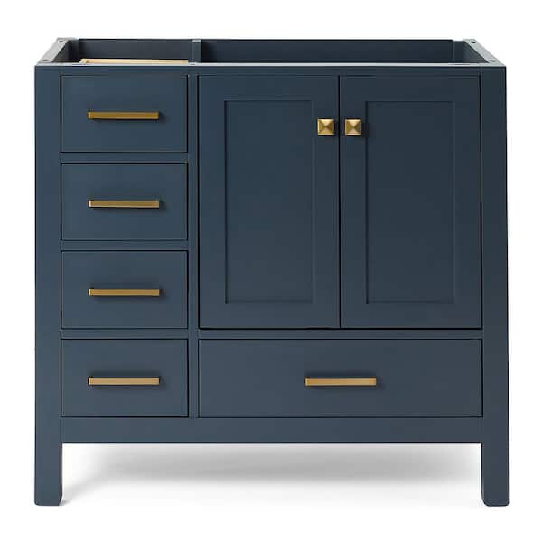 ARIEL Cambridge 36 in. W x 21.5 in. D x 34.5 in. H Freestanding Bath Vanity Cabinet Only in Midnight Blue