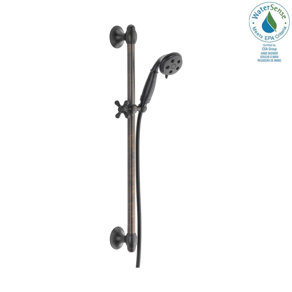 Delta 3-Spray Patterns 1.75 GPM 3.34 in. Wall Mount Handheld Shower ...