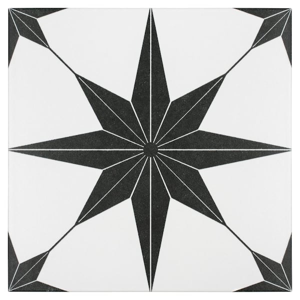 Merola Tile Stella Nero 9-3/4 in. x 9-3/4 in. Porcelain Floor and Wall Tile (10.88 sq. ft./Case)