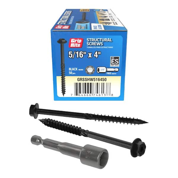 5/16 in. x 4 in. Dual Drive Washer Head Structural Screws 50 per Box