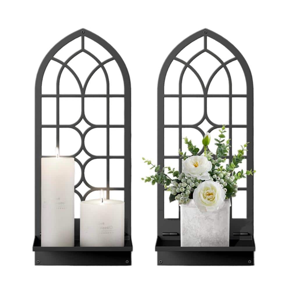Black Boho Metal Wall Candle Sconce for Entryway Set of 2 price history on PriceWatchPro