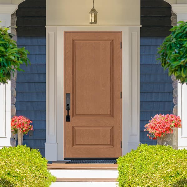 Regency 36 in. x 80 in. Universal Handing 2-Panel 3/4-Squaretop Autumn Wheat Stain Fiberglass Front Door Slab