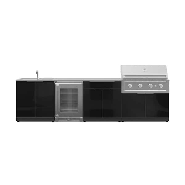 Outdoor Kitchen Aluminum 6 Piece Black 24 in. x 128 in. x 48.5 Cabinet Set