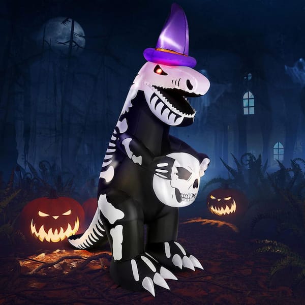 8 ft. Height Halloween Inflatable Skeleton Dinosaur with Built-in LED Light