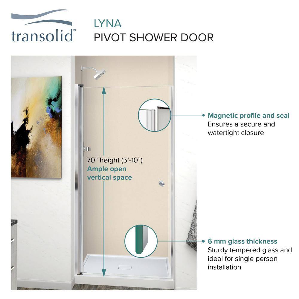 Lyna 70" High x 30" Wide Frameless Shower Door in Brushed Stainless Steel