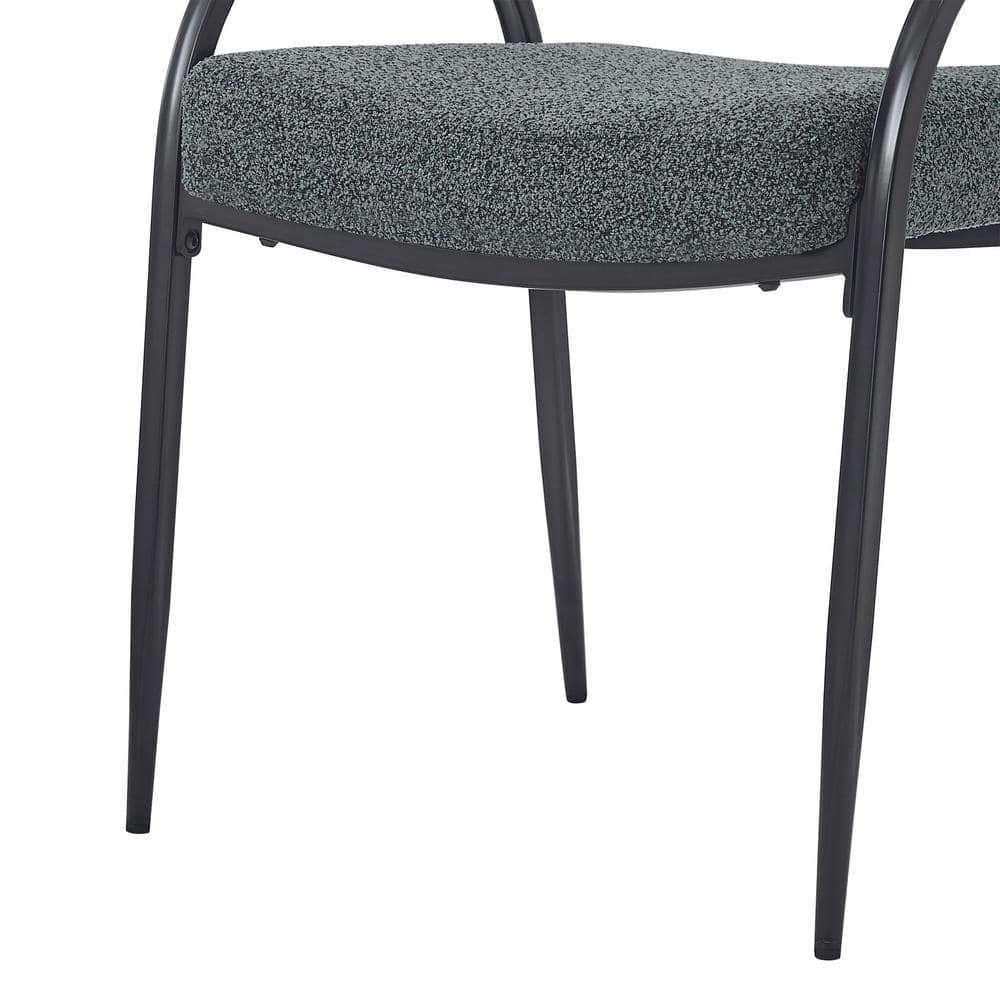 Dark Green and Black Metal Upholstered Arm Chairs, Set of 2