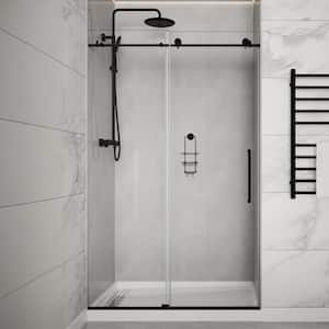Cipressi Series 48 in. by 76 in. Frameless Sliding Shower Door in Matte Black with Handle