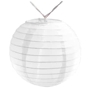 Battery Operated String Light with 6 in. Nylon Lanterns in White (10-Count)