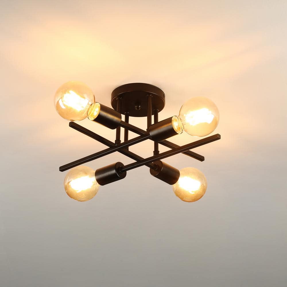 16.5" Black Metal Sputnik Outdoor Ceiling Light