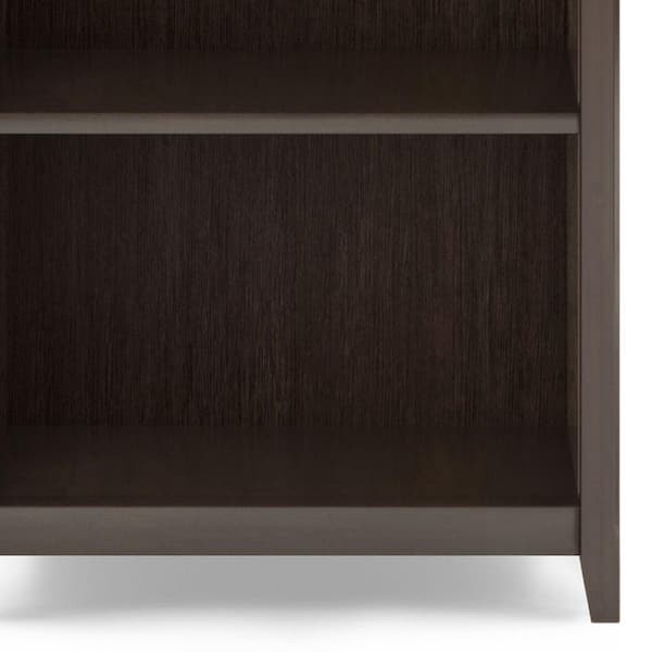 Simpli Home Acadian 72 in. Tall Brunette Brown SOLID WOOD 5-Shelf
