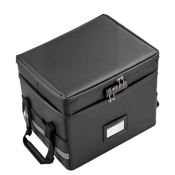 Fireproof Document Box, 1832°F Heat Insulated Fireproof and Waterproof Box with Lock, Portable 2-Layer File Storage