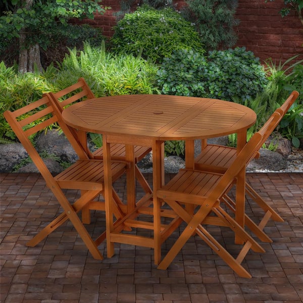 National Outdoor Living Eucalyptus Wood Folding Patio Table 