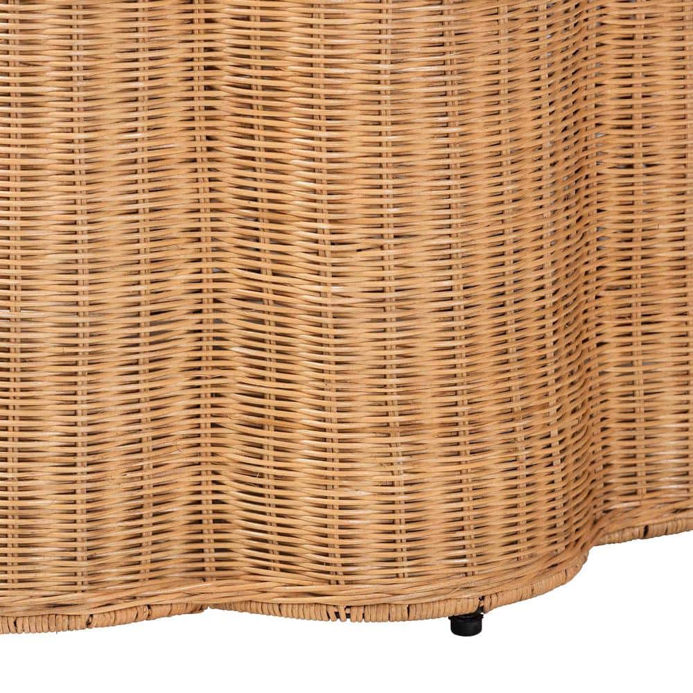 Palm 28 in. Honey Round Wicker Rattan End Table - thumbnail 3