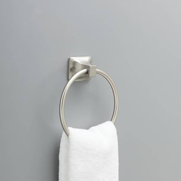 Futura Wall Mount Round Closed Towel Ring Bath Hardware Accessory in Satin Nickel