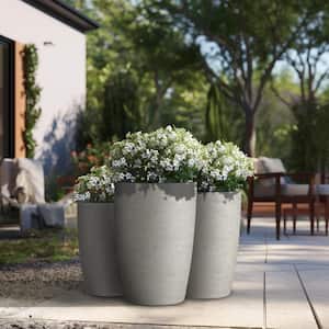 14 in., 17 in., 20in. Dia Light Gray Extra Large Tall Round Concrete Plant Pot / Planter for Indoor and Outdoor Set of 3