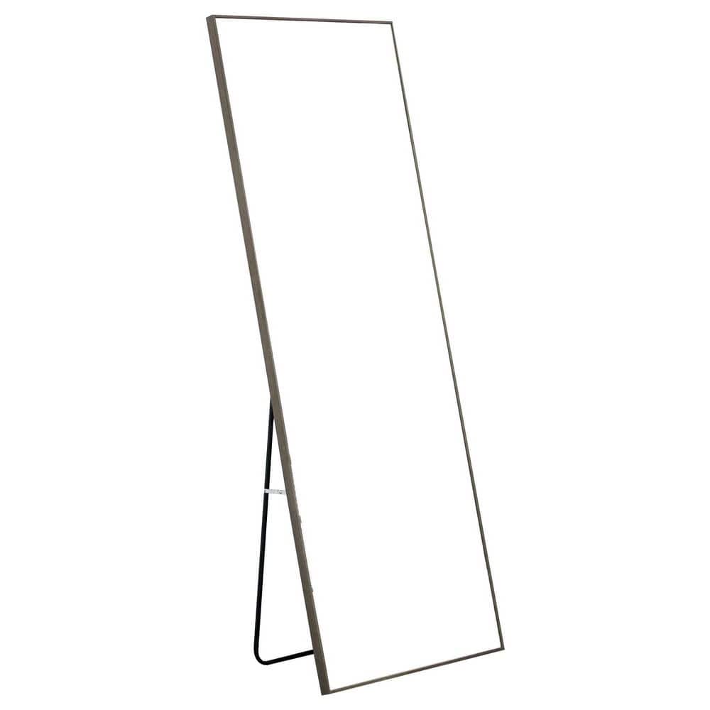 23 in. W x 65 in. H Rectangular Gray Wood Modern Framed Full-length Mirror 