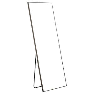 23 in. W x 65 in. H Rectangular Gray Wood Modern Framed Full-length Mirror Decorative Mirror Floor Mounted