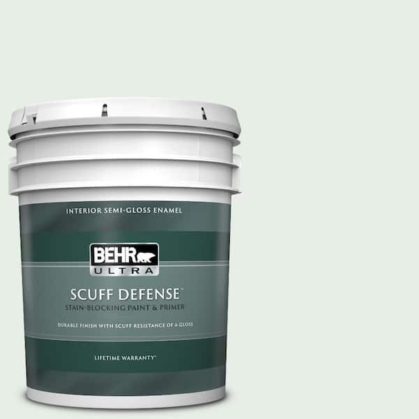 BEHR ULTRA 5 gal. #460C-1 Aegean Mist Extra Durable Semi-Gloss Enamel Interior Paint & Primer