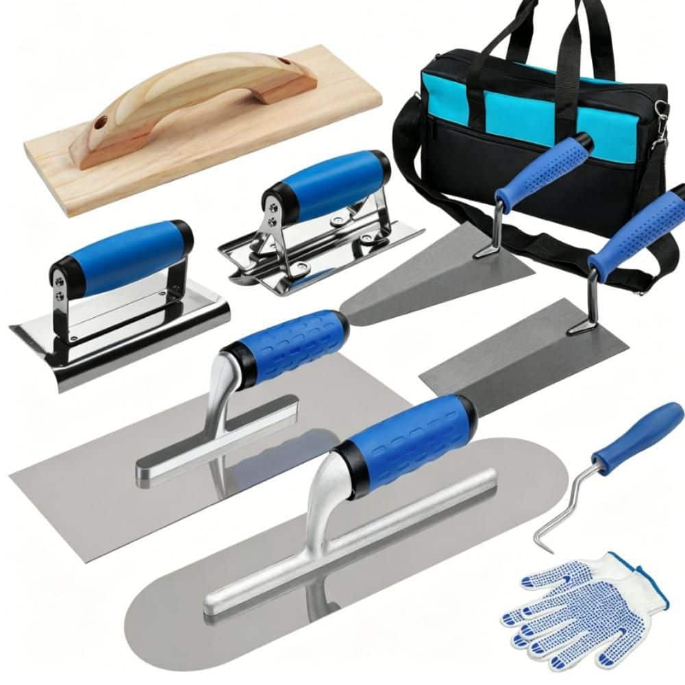 10-Pieces Concrete Trowel Set, 13.7 in. x 7.8 in. Masonry Hand Tool Set with Anti-slip Rubber Handles, Concrete Screed price history on PriceWatchPro