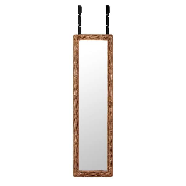 Poly Rattan Over the Door Natural Framed Mirror (13 in. W x 47 in. H)