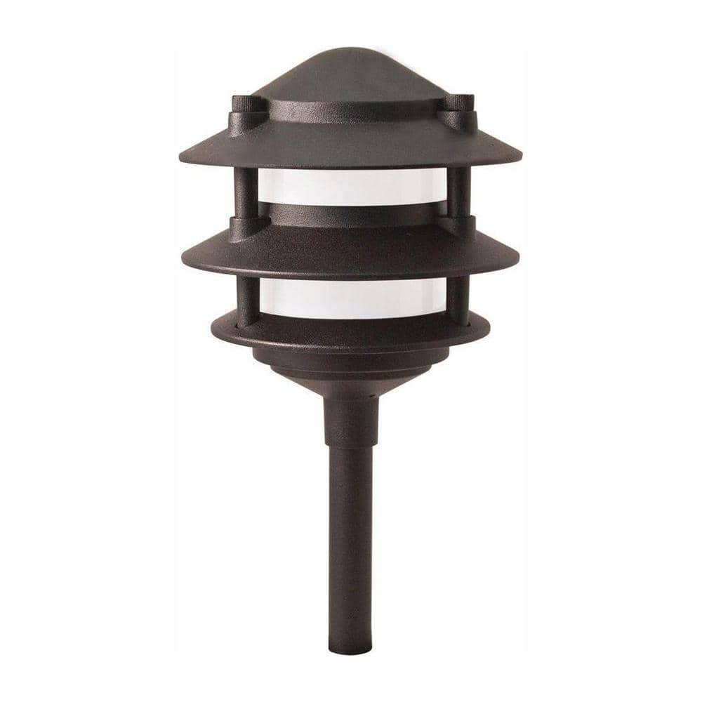Hampton Bay Low-Voltage Black Outdoor Integrated LED 3-Tier Metal Landscape  Path Light with Frosted Plastic Lens HD38864BK - The Home Depot