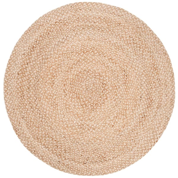 SAFAVIEH Natural Fiber Beige/Ivory 6 ft. x 6 ft. Round Solid Area Rug