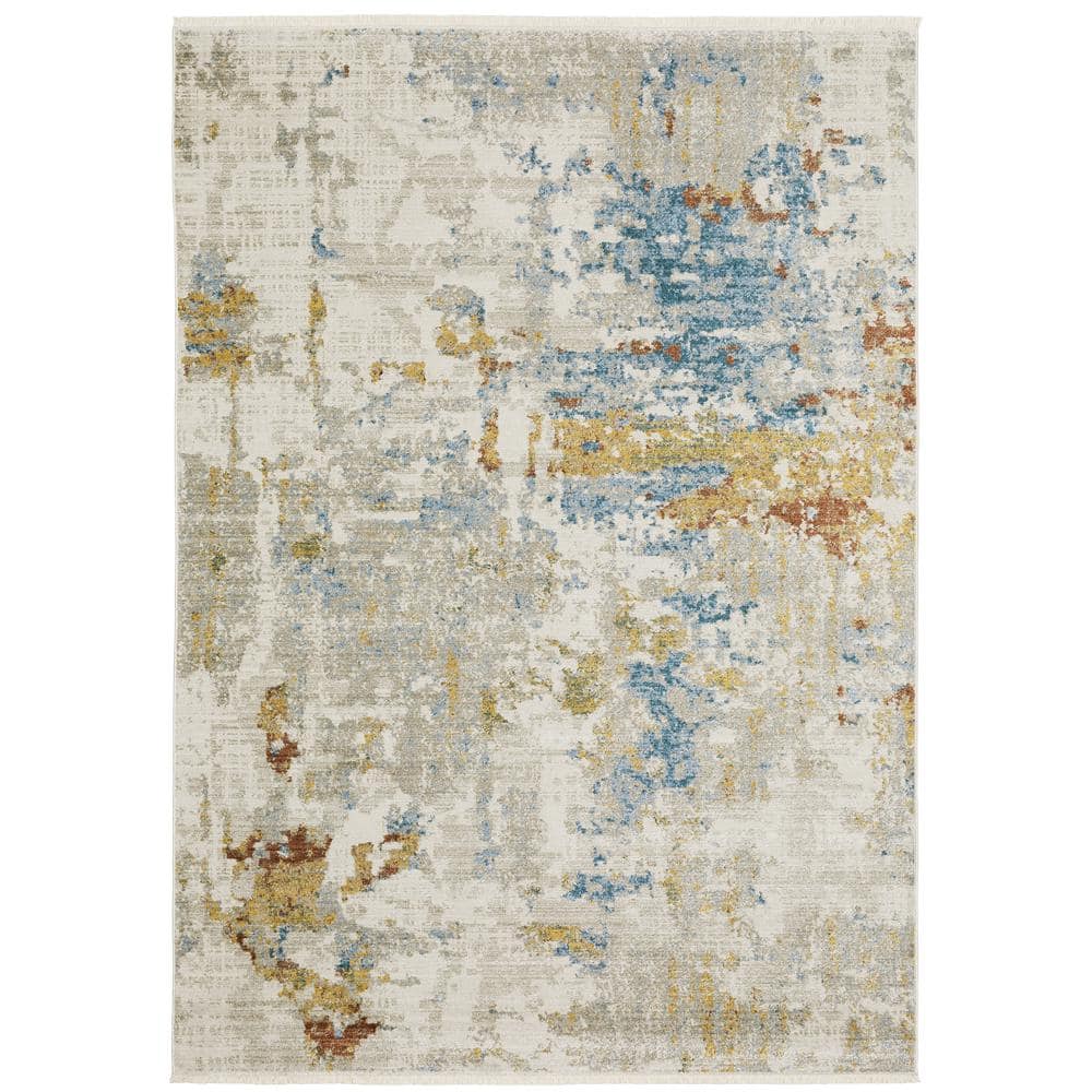 Averley Home Brooker Beige Multi 5 Ft X 8 Ft Marbled Abstract