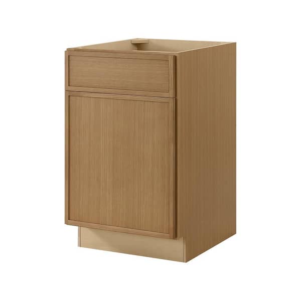 Leyton 21 in. W x 24 in. D x 34.5 in. H Ready to Assemble Plywood Slim Shaker Base Kitchen Cabinet in White Oak