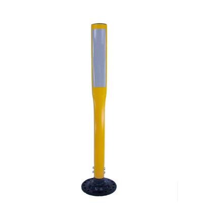 36 in. Yellow Flat Delineator Post and Base with 3 in. x 12 in. High-Intensity White Strip