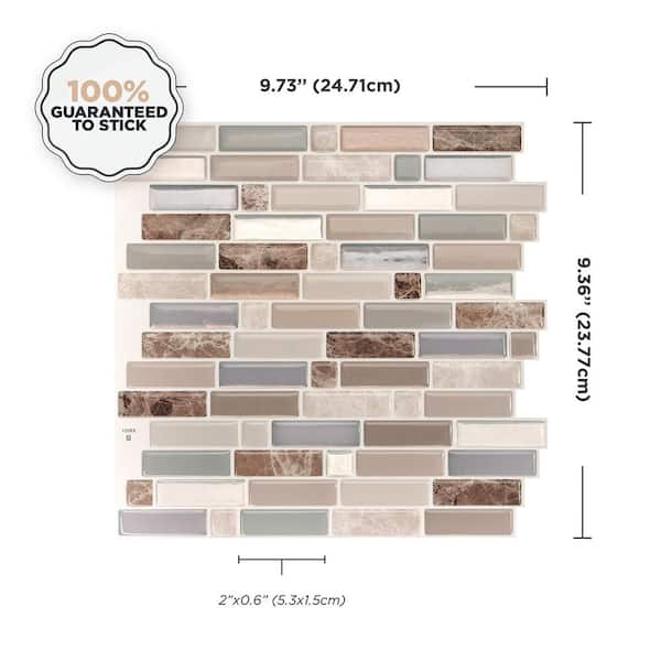 Crescendo Terra Brown / Beige 9.73 in. x 9.36 in. Vinyl Peel and Stick Tile (2.30 sq. ft./ 4-pack)