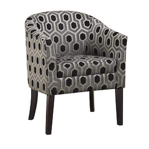 Gray and Back Fabric Accent Chair with Barrel Back