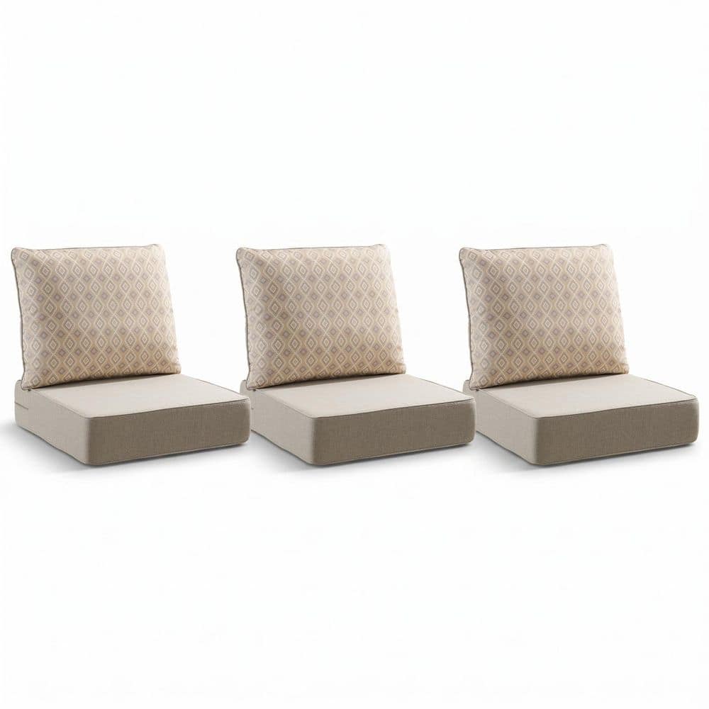 Duraolex 24in. W x 24in. D x 6in. Thick 6-Piece Deep Seating Outdoor Lounge Chair Olefin Cushion, Beige/Diamond Geo price history on PriceWatchPro