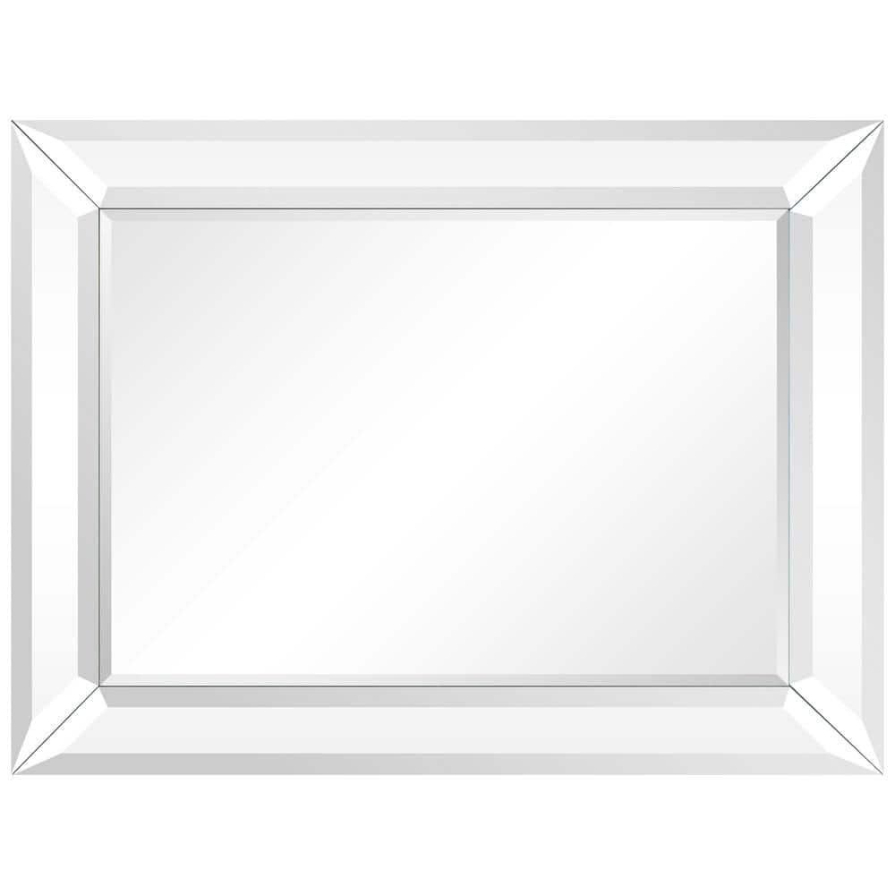 Rectangular Beveled Diamond Silver Framed Wall Mirror 40" x 30"