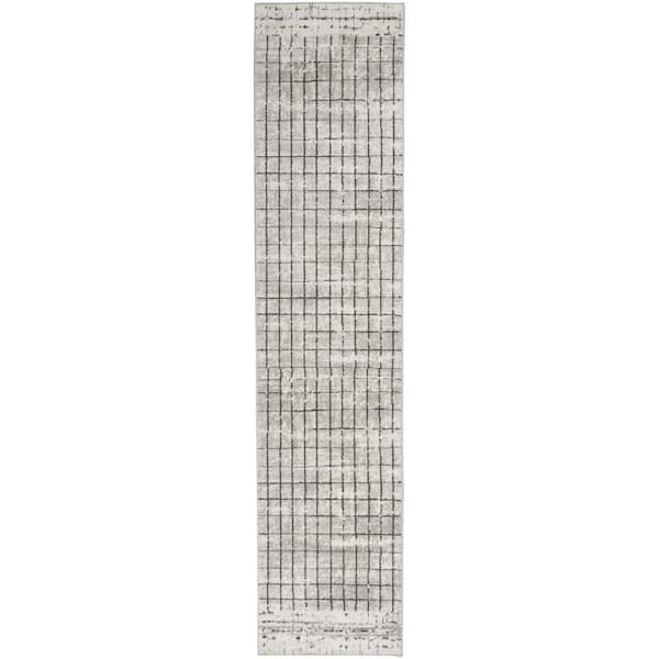 HomeRoots Ivory and Grey 2 ft. x 8 ft. Abstract Area Rug